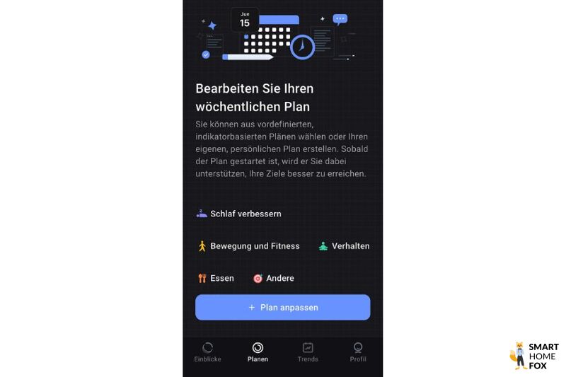 RingConn App Pläne erstellen.